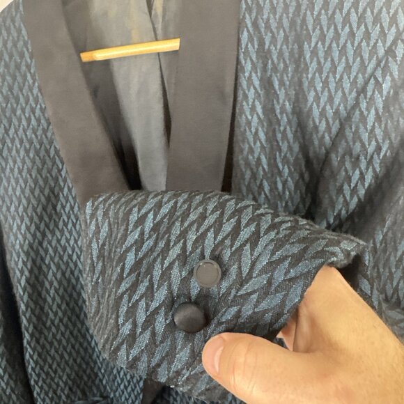 Vintage Reda Italy Tuxedo Jacket Teal Black Shawl Lapel Men 42 R - Picture 2 of 8